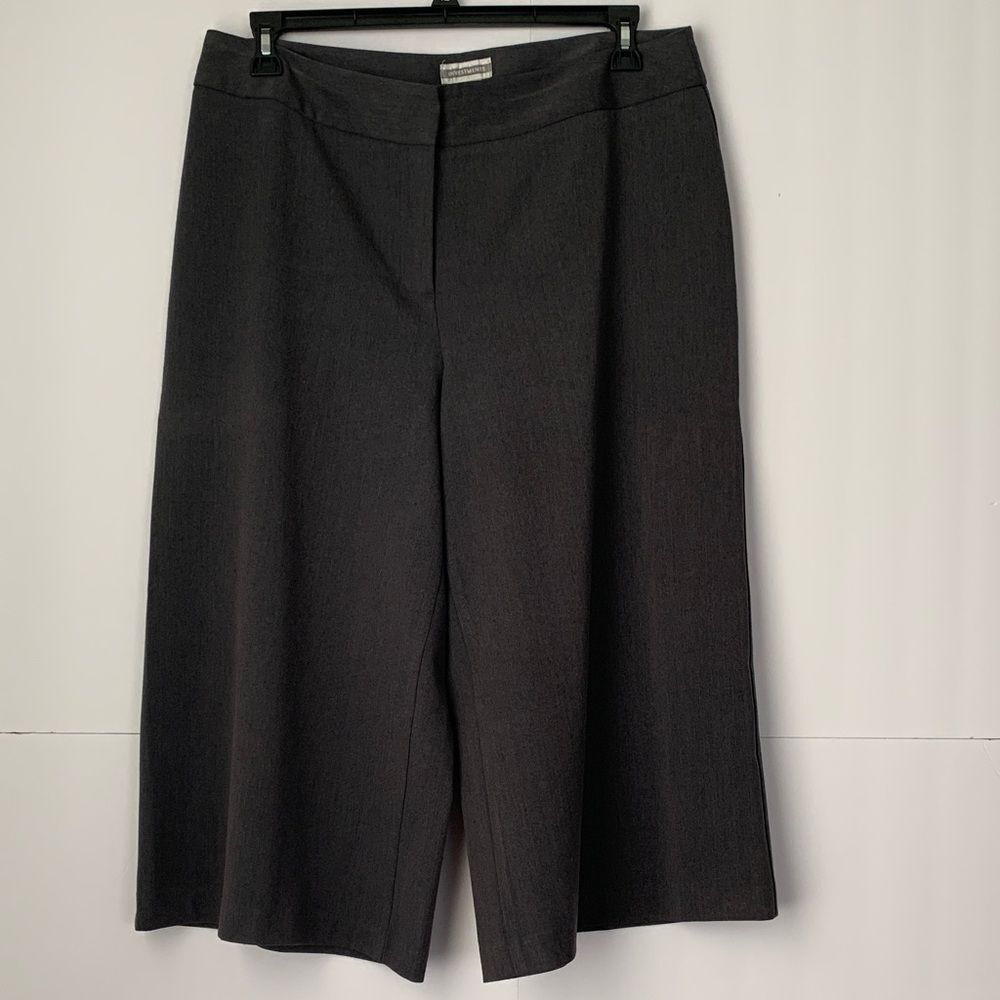 Investments Women Gray Wide-Leg Crop Trousers Size 14